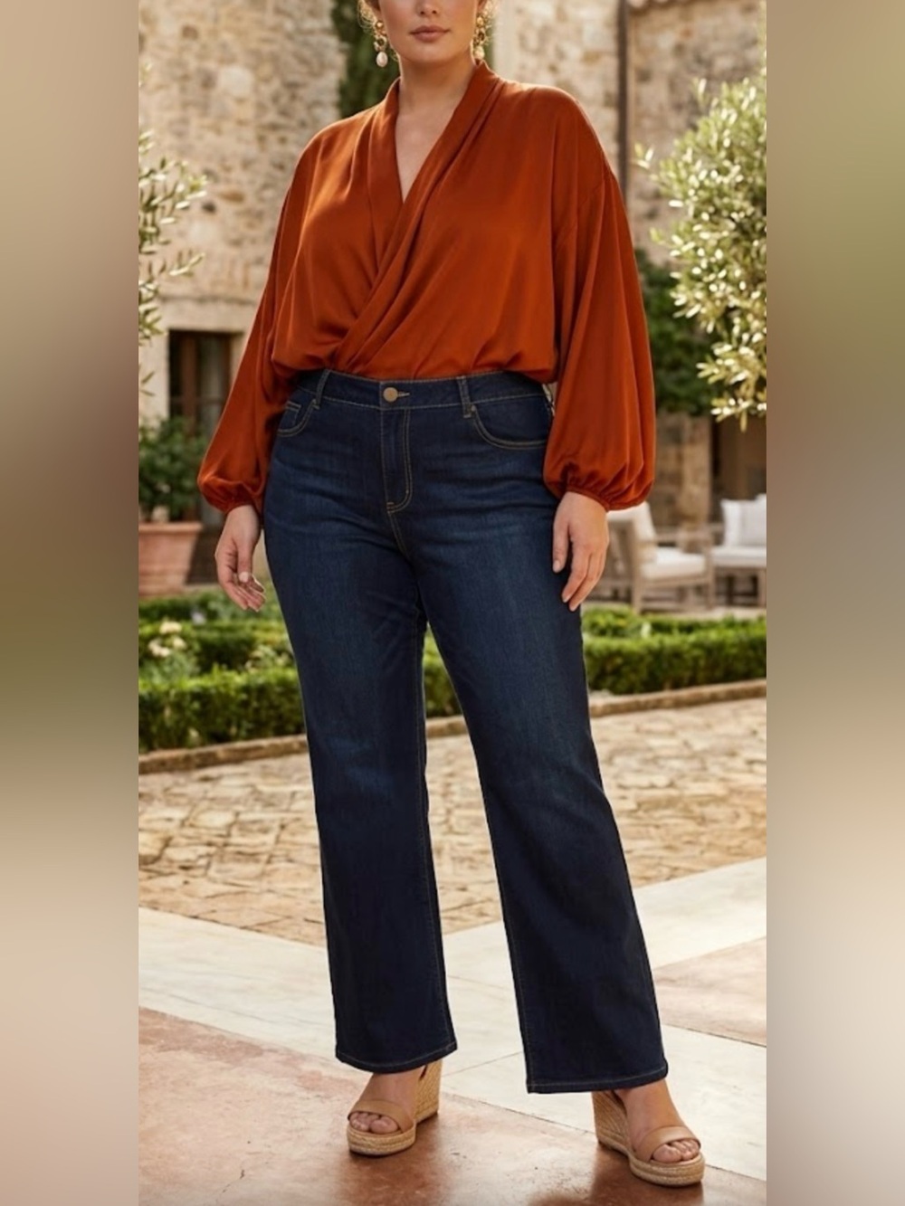 Democracy Ab Solution Dark Blue Flare Wide Leg Stretch Jeans